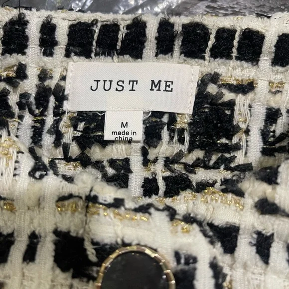 NWOT Vici White Gold Black Emme Tweed Pocketed Blazer Jacket Sz Medium - Picture 15 of 16